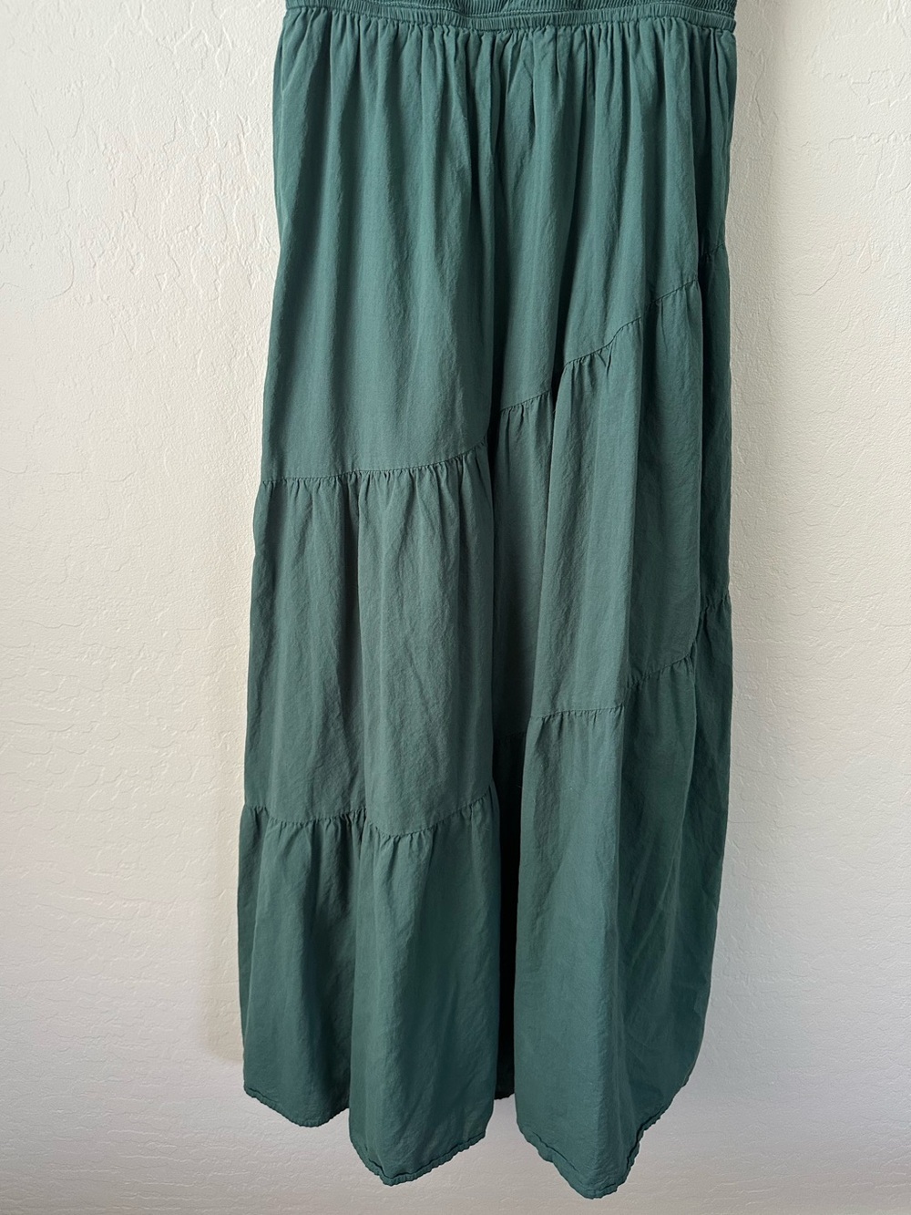Bailey Blue Emerald Green Puff Sleeve Smocked Tiered Maxi Dress 100% Cotton M - Picture 4 of 6